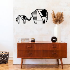 Wallity Elephant 3 Escultura de Pared de Metal Negra